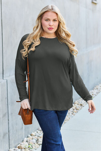 Basic Bae Full Size Round Neck Dropped Shoulder T-Shirt - More Colors! - In Style Chics Boutique LLC