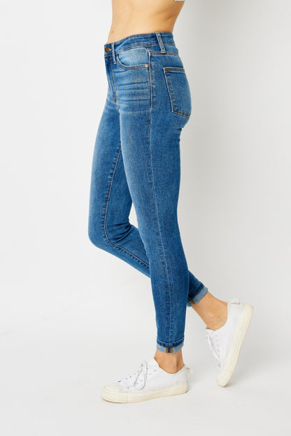 Judy Blue Full Size Cuffed Hem Skinny Jeans - In Style Chics Boutique LLC