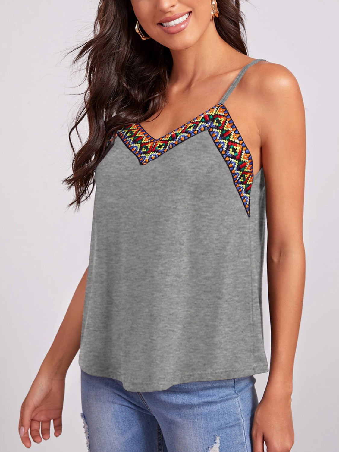 Geometric V-Neck Spaghetti Strap Cami - In Style Chics Boutique LLC