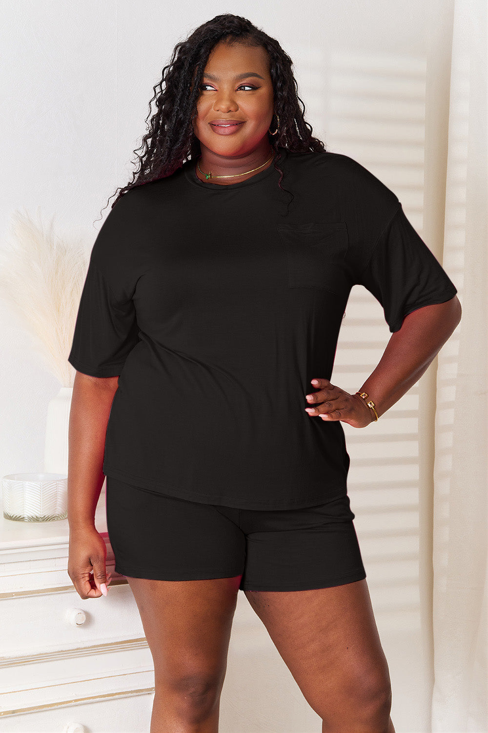 Basic Bae Full Size Soft Rayon Half Sleeve Top and Shorts Set - More Colors! - In Style Chics Boutique LLC