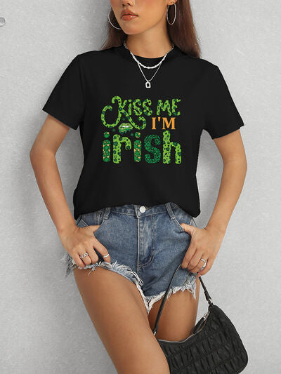 KISS ME I'M IRISH Round Neck T-Shirt - In Style Chics Boutique LLC