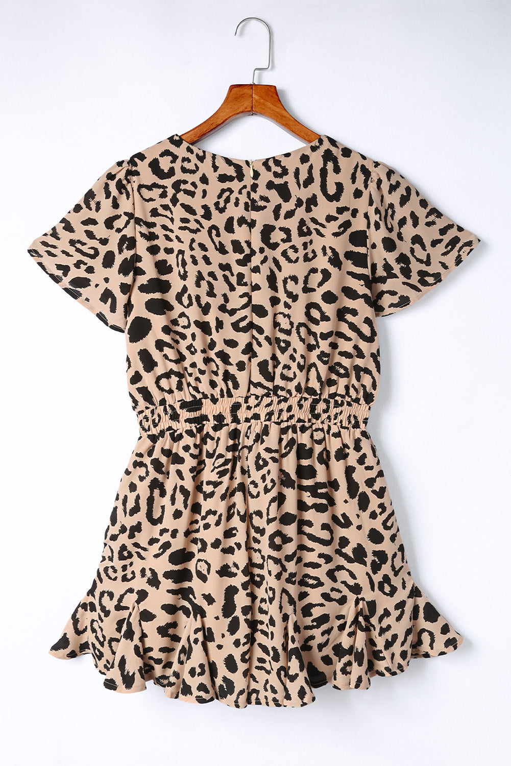 Leopard Flutter Sleeve Ruffle Hem Romper - In Style Chics Boutique LLC