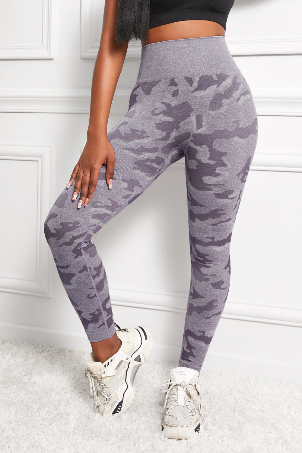 Camo Print Seamless High Waist Yoga Leggings in Purple - In Style Chics Boutique LLC