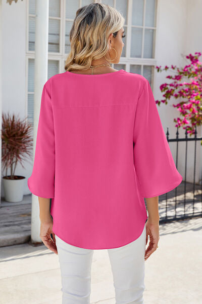 V-Neck Three-Quarter Sleeve Top More Colors! - In Style Chics Boutique LLC