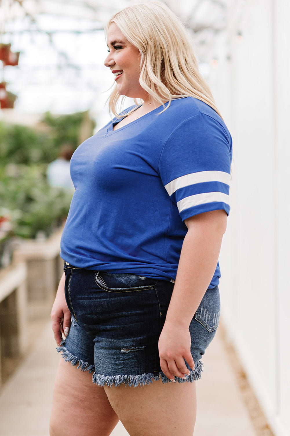 Plus Size Striped V-Neck Tee Shirt More Colors! - In Style Chics Boutique LLC