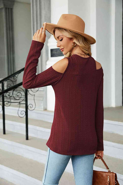 Dropped Shoulder Long Sleeve Blouse - More Colors! - In Style Chics Boutique LLC