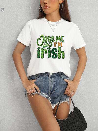 KISS ME I'M IRISH Round Neck T-Shirt - In Style Chics Boutique LLC