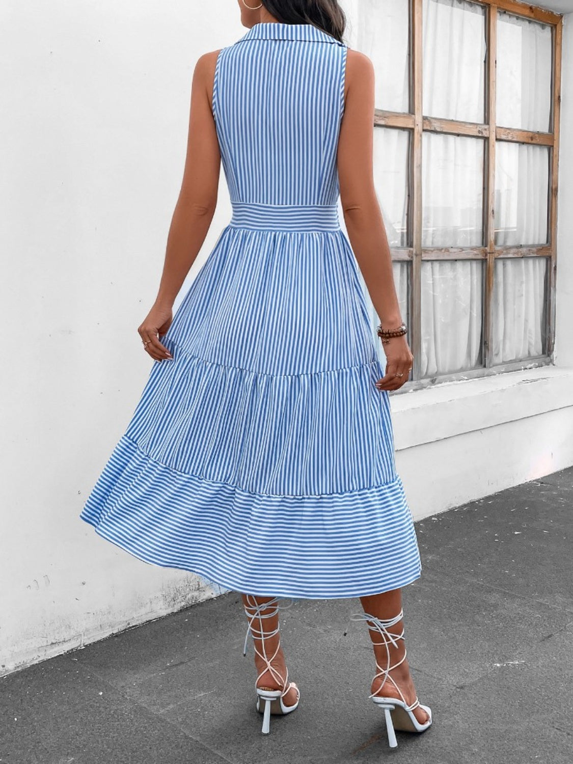 Striped Johnny Collar Sleeveless Midi Dress - More Colors! - In Style Chics Boutique LLC