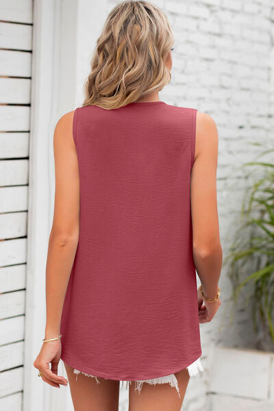 Texture V-Neck Sleeveless Top More Color Options - In Style Chics Boutique LLC