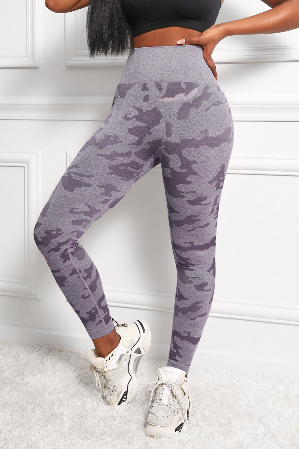 Camo Print Seamless High Waist Yoga Leggings in Purple - In Style Chics Boutique LLC