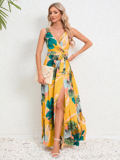 Slit Tied Printed Surplice Dress More Colors! - In Style Chics Boutique LLC