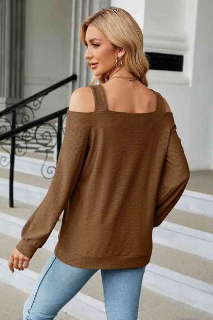 Cold Shoulder Square Neck Cutout Blouse - More Colors! - In Style Chics Boutique LLC