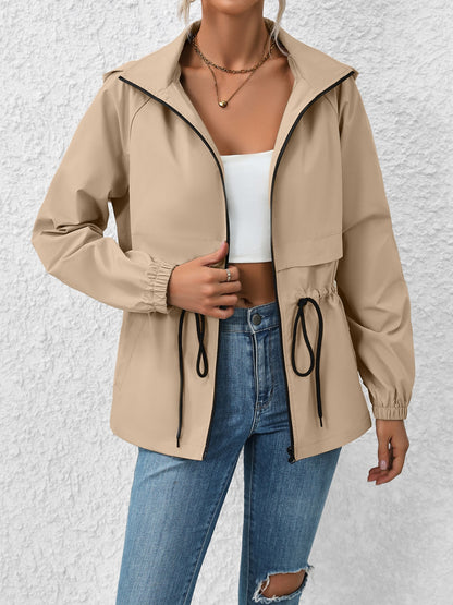 Drawstring Zip Up Hooded Jacket More Colors! - In Style Chics Boutique LLC