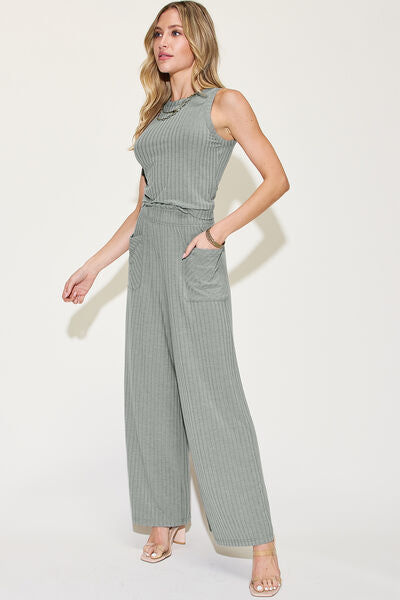 Basic Bae Full Size Ribbed Tank and Wide Leg Pants Set - More Colors! - In Style Chics Boutique LLC