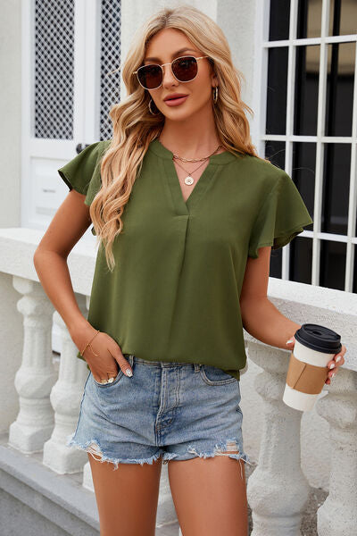 Notched Cap Sleeve T-Shirt - More Colors! - In Style Chics Boutique LLC