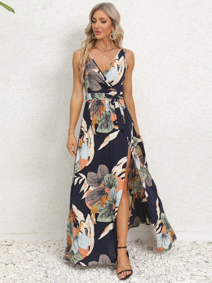 Slit Tied Printed Surplice Dress More Colors! - In Style Chics Boutique LLC