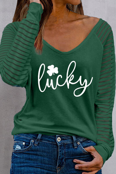 LUCKY V-Neck Raglan Sleeve Blouse - In Style Chics Boutique LLC