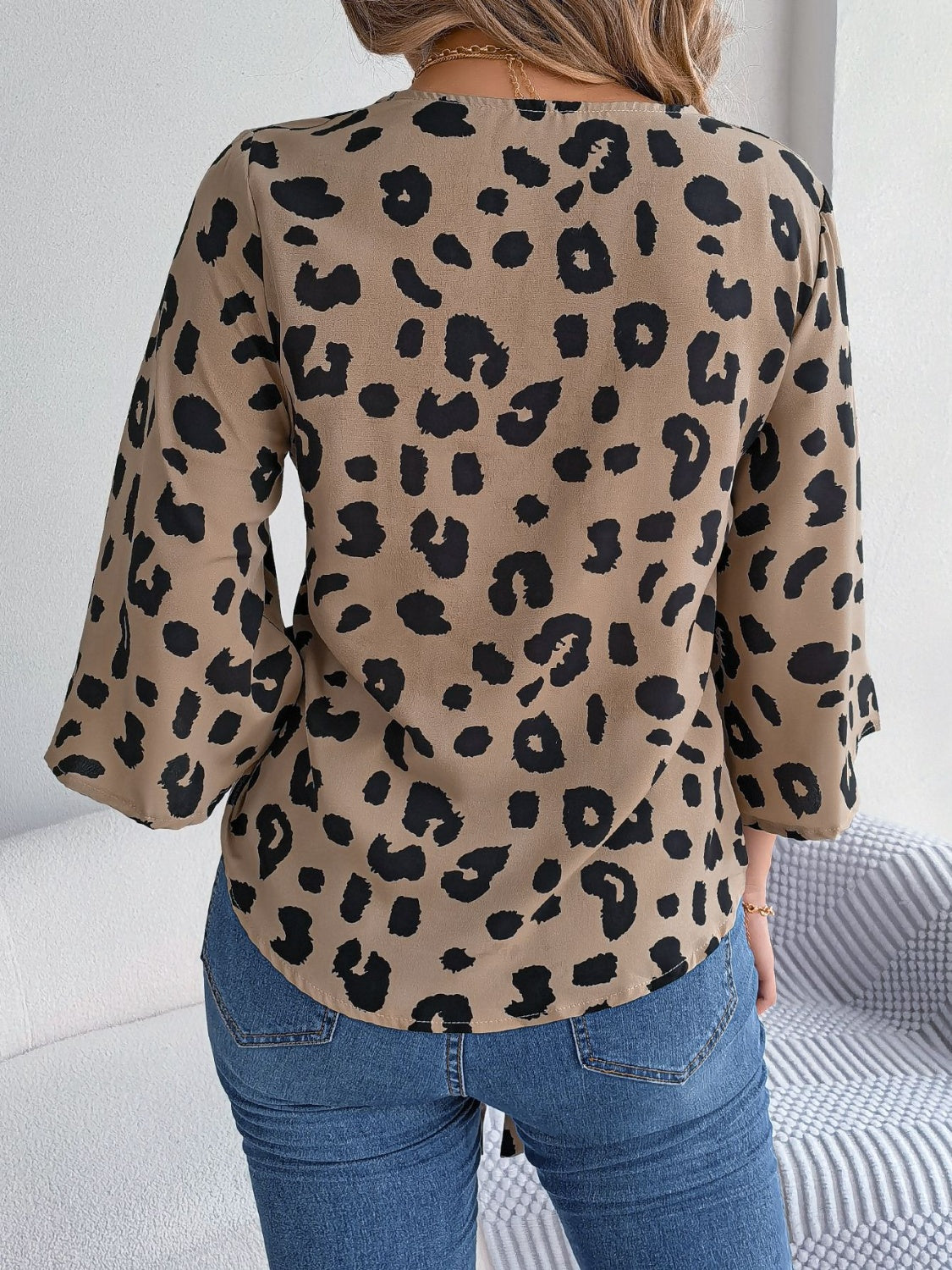 Tied Button Up Leopard V-Neck Blouse - More Colors! - In Style Chics Boutique LLC