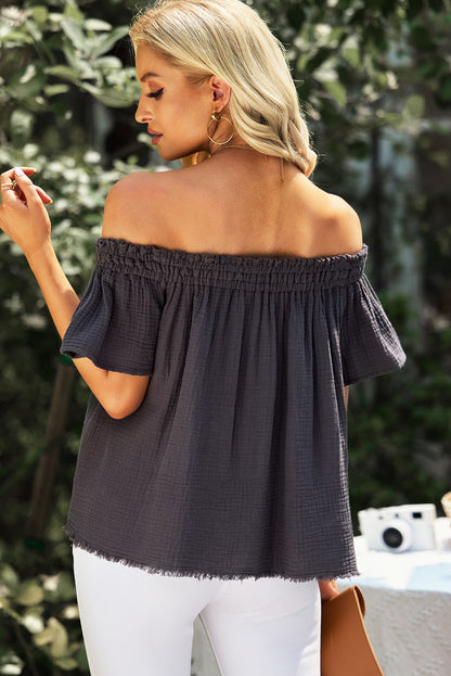 Off-Shoulder Short Sleeve Blouse More Colors! - In Style Chics Boutique LLC