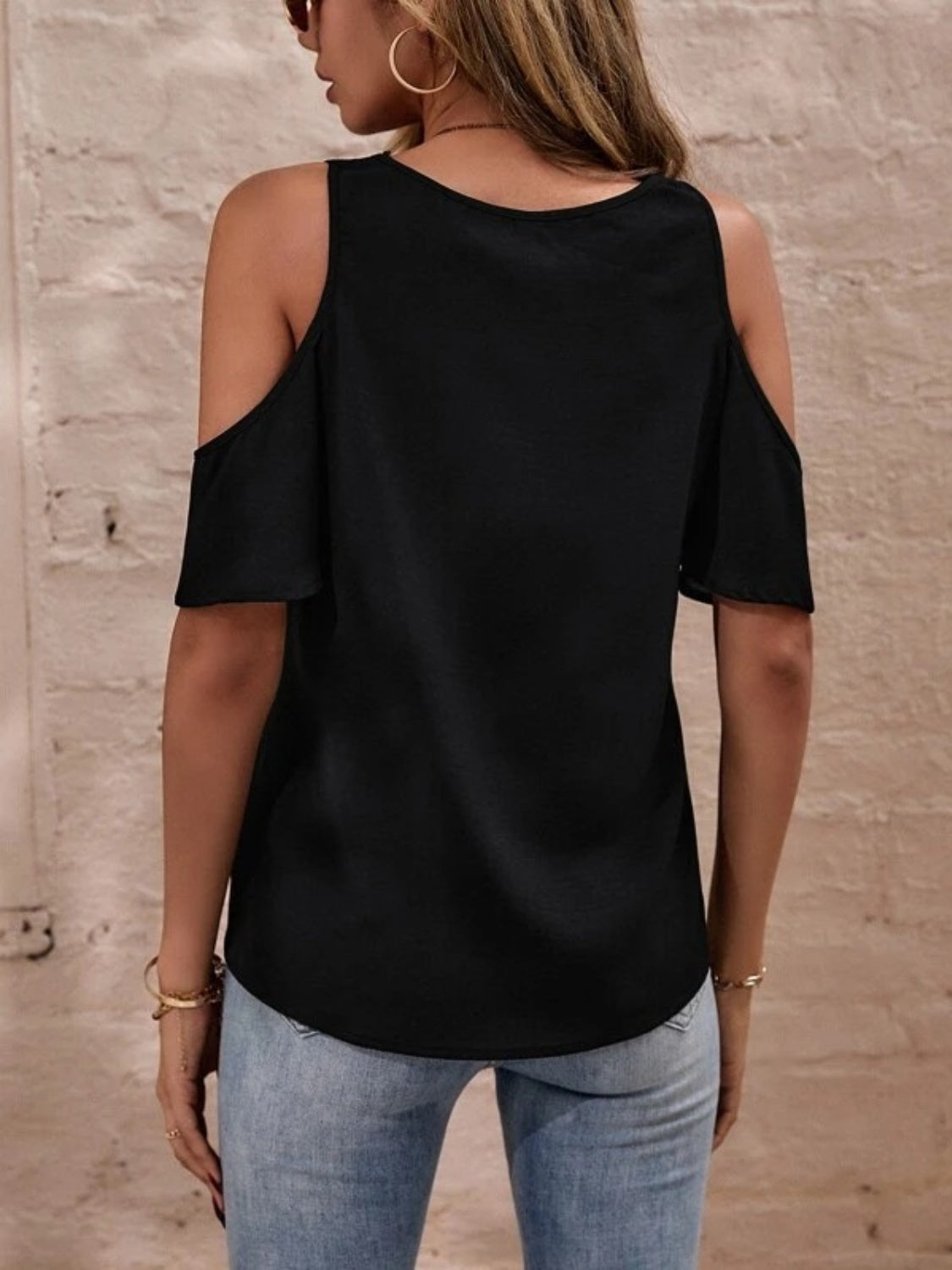 V-Neck Cold Shoulder Blouse - In Style Chics Boutique LLC