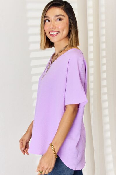 Zenana Texture Short Sleeve T-Shirt - In Style Chics Boutique LLC