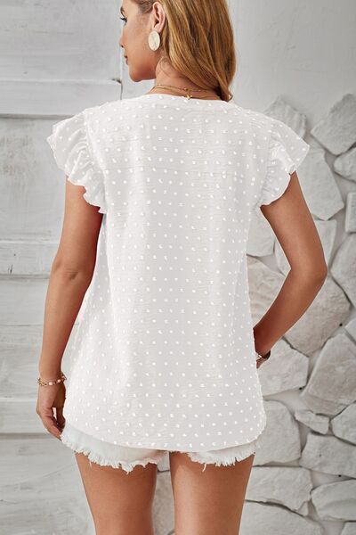 Swiss Dot Ruffled Cap Sleeve T-Shirt - More Color Options - In Style Chics Boutique LLC