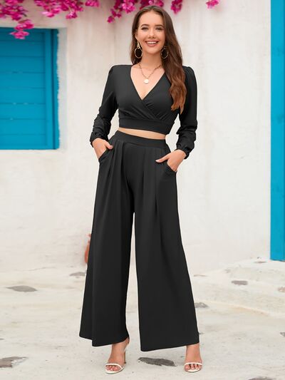 Surplice Top and Wide Leg Pants Set - More Colors! - In Style Chics Boutique LLC