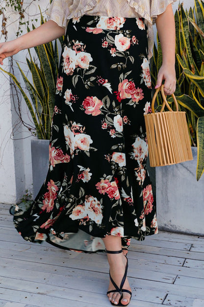 Plus Size Floral High-Rise Skirt - In Style Chics Boutique LLC