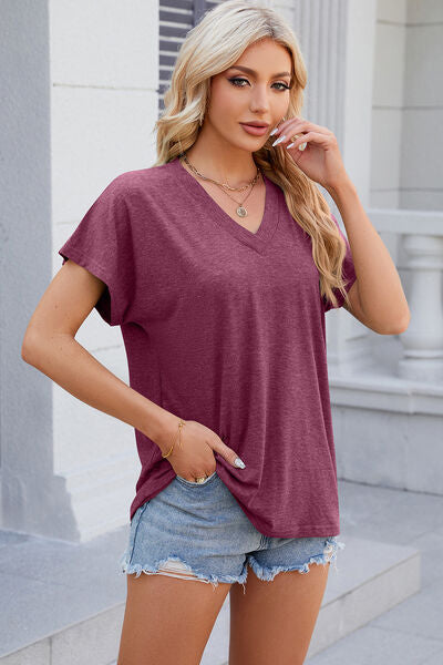 V-Neck Short Sleeve T-Shirt - More Colors! - In Style Chics Boutique LLC