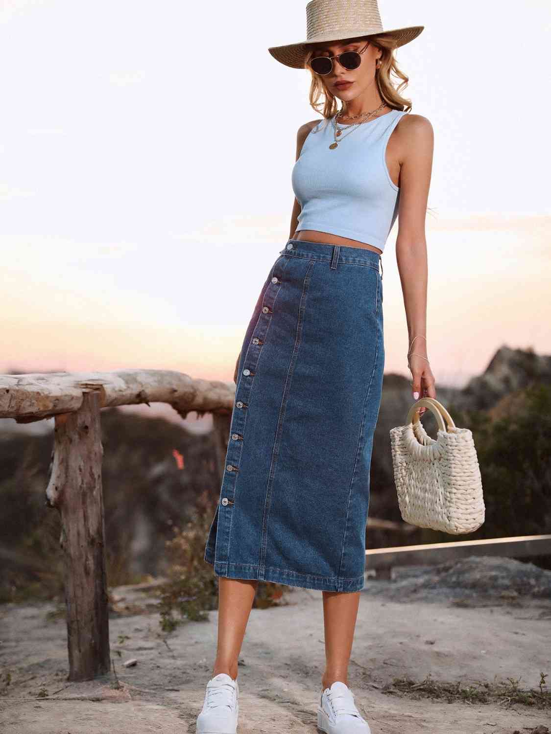 Button Down Denim Skirt - More Colors! - In Style Chics Boutique LLC