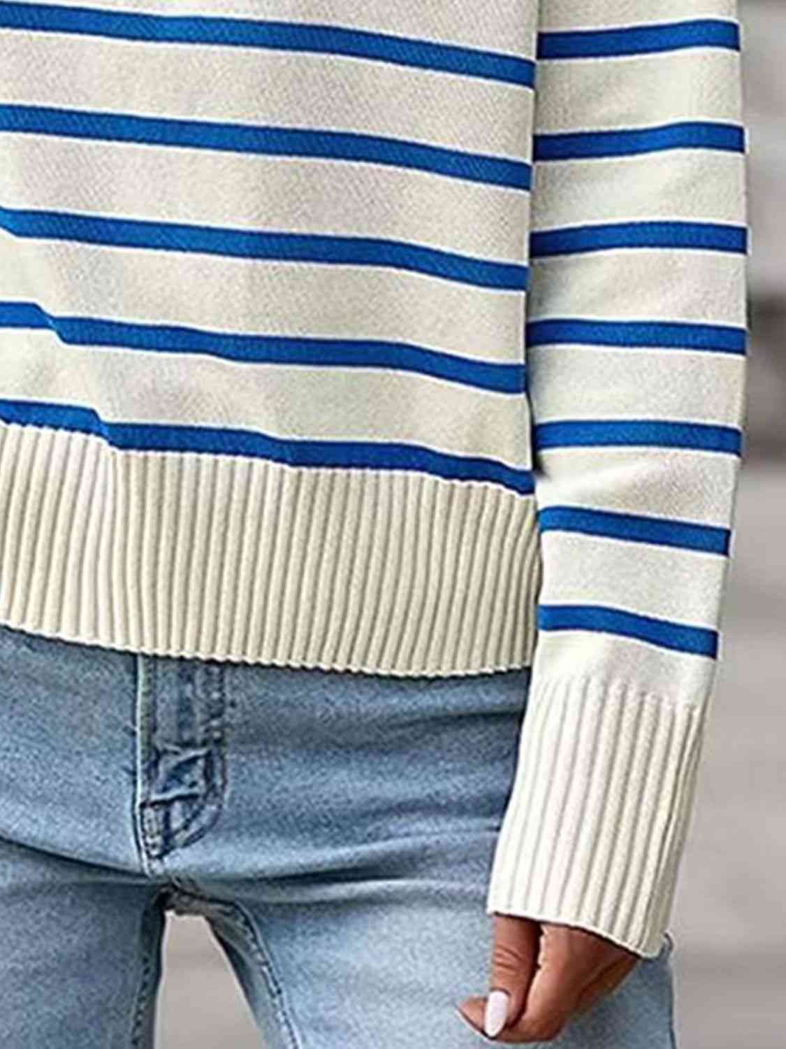 Striped Collared Neck Knit Top - In Style Chics Boutique LLC