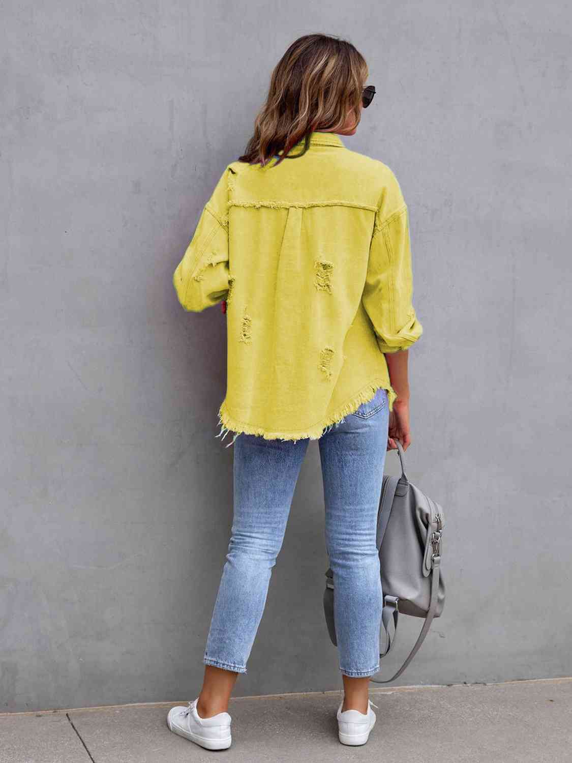 Distressed Drop Shoulder Denim Jacket - More Colors! - In Style Chics Boutique LLC