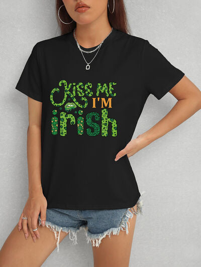 KISS ME I'M IRISH Round Neck T-Shirt - In Style Chics Boutique LLC