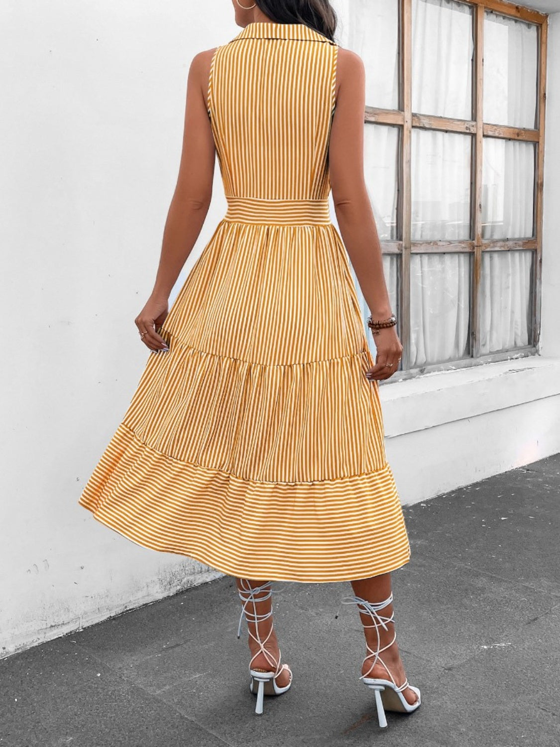 Striped Johnny Collar Sleeveless Midi Dress - More Colors! - In Style Chics Boutique LLC