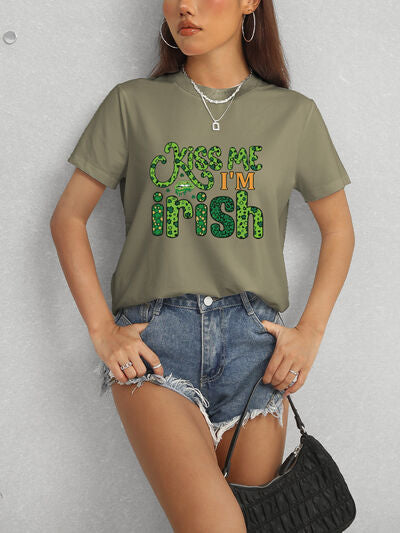 KISS ME I'M IRISH Round Neck T-Shirt - In Style Chics Boutique LLC