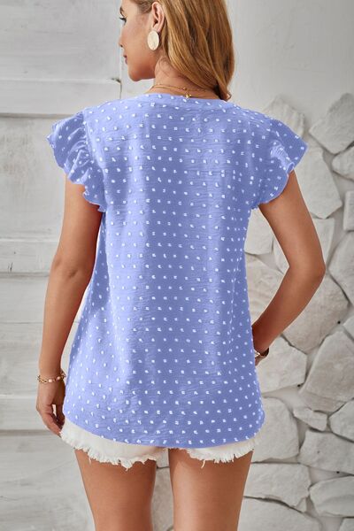 Swiss Dot Ruffled Cap Sleeve T-Shirt - More Color Options - In Style Chics Boutique LLC