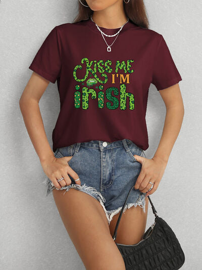 KISS ME I'M IRISH Round Neck T-Shirt - In Style Chics Boutique LLC