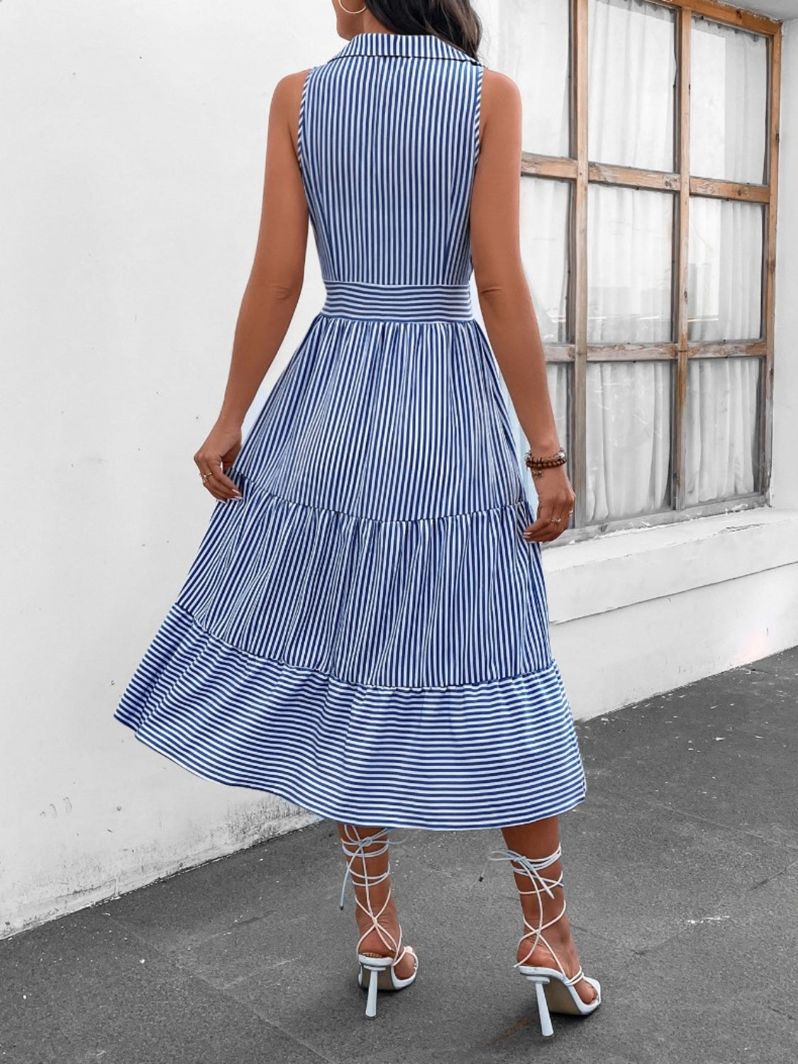 Striped Johnny Collar Sleeveless Midi Dress - More Colors! - In Style Chics Boutique LLC