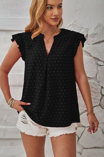 Swiss Dot Ruffled Cap Sleeve T-Shirt - More Color Options - In Style Chics Boutique LLC