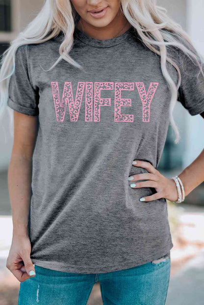 WIFEY Leopard Graphic Short Sleeve Tee - In Style Chics Boutique LLC