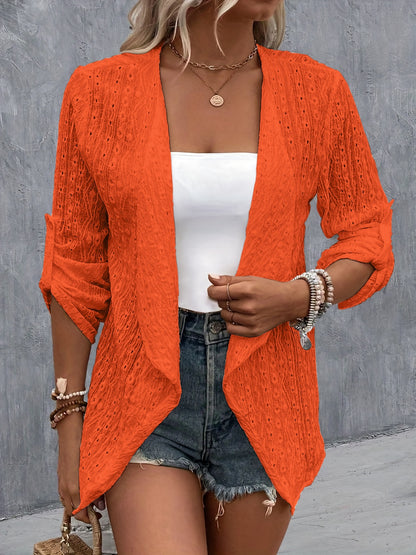 Eyelet Roll-Tab Sleeve Cardigan More Colors! - In Style Chics Boutique LLC