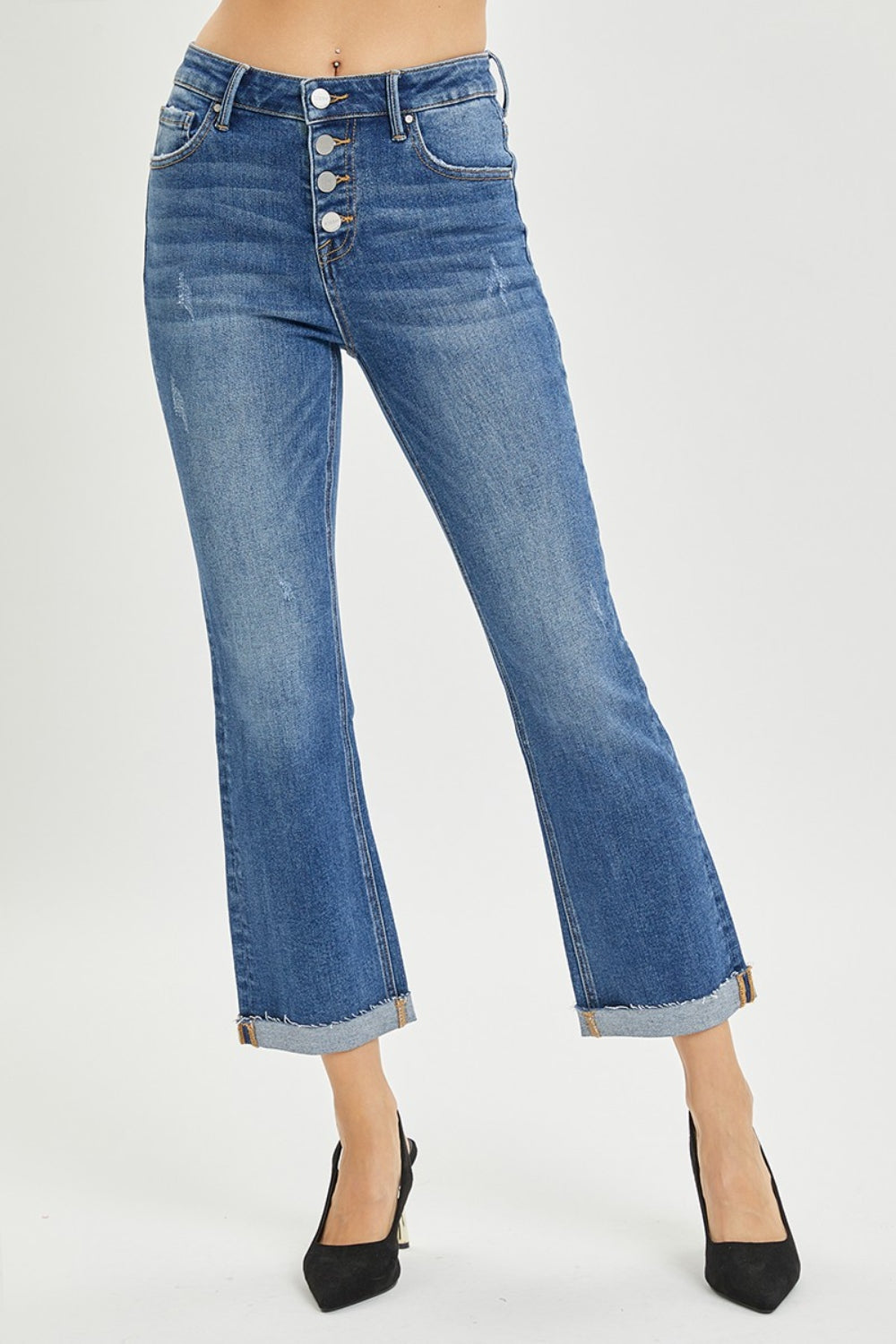 RISEN Full Size Button Fly Cropped Bootcut Jeans - In Style Chics Boutique LLC