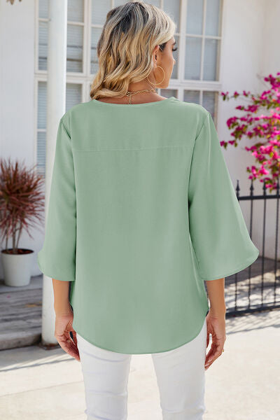 V-Neck Three-Quarter Sleeve Top More Colors! - In Style Chics Boutique LLC