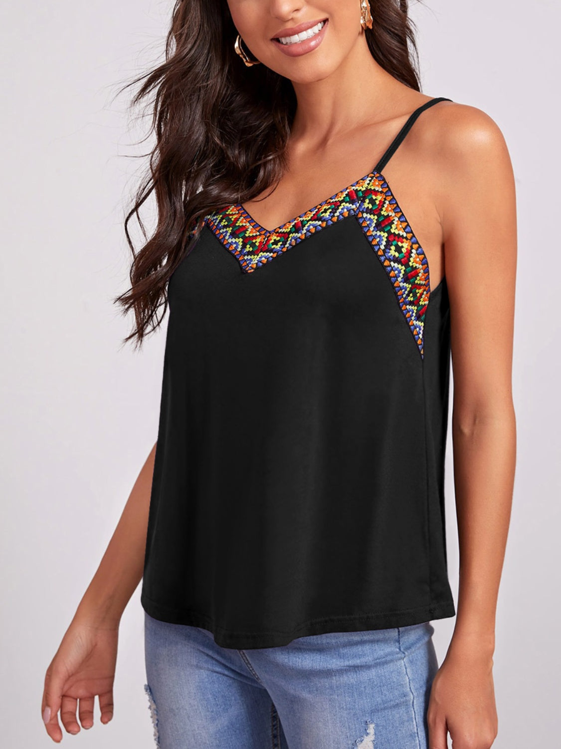 Geometric V-Neck Spaghetti Strap Cami - In Style Chics Boutique LLC