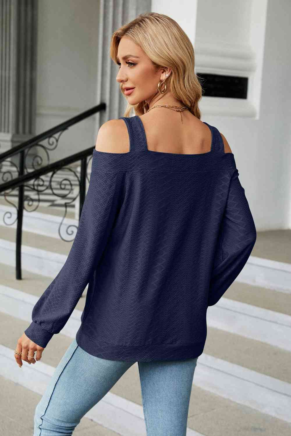 Cold Shoulder Square Neck Cutout Blouse - More Colors! - In Style Chics Boutique LLC