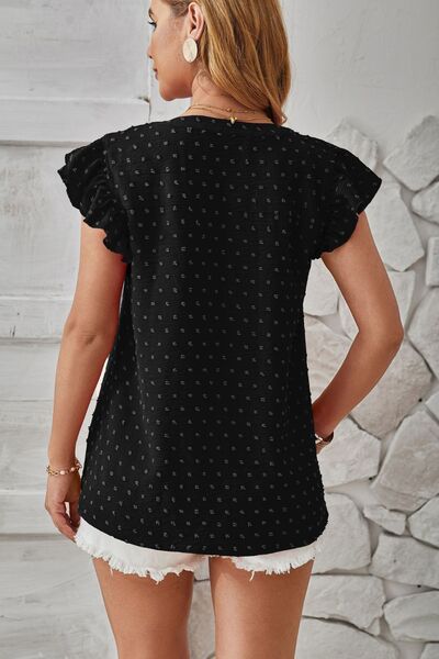 Swiss Dot Ruffled Cap Sleeve T-Shirt - More Color Options - In Style Chics Boutique LLC