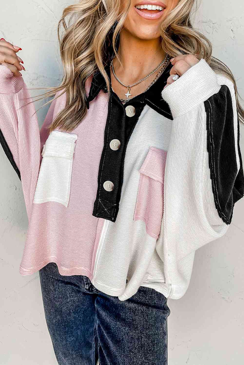 Multicolor Button-Down Long Sleeve Blouse - In Style Chics Boutique LLC