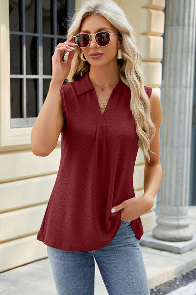 Eyelet Johnny Collar Tank - More Colors! - In Style Chics Boutique LLC