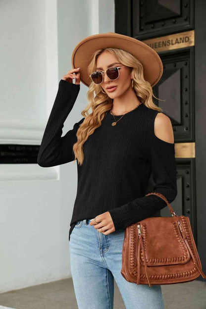 Dropped Shoulder Long Sleeve Blouse - More Colors! - In Style Chics Boutique LLC