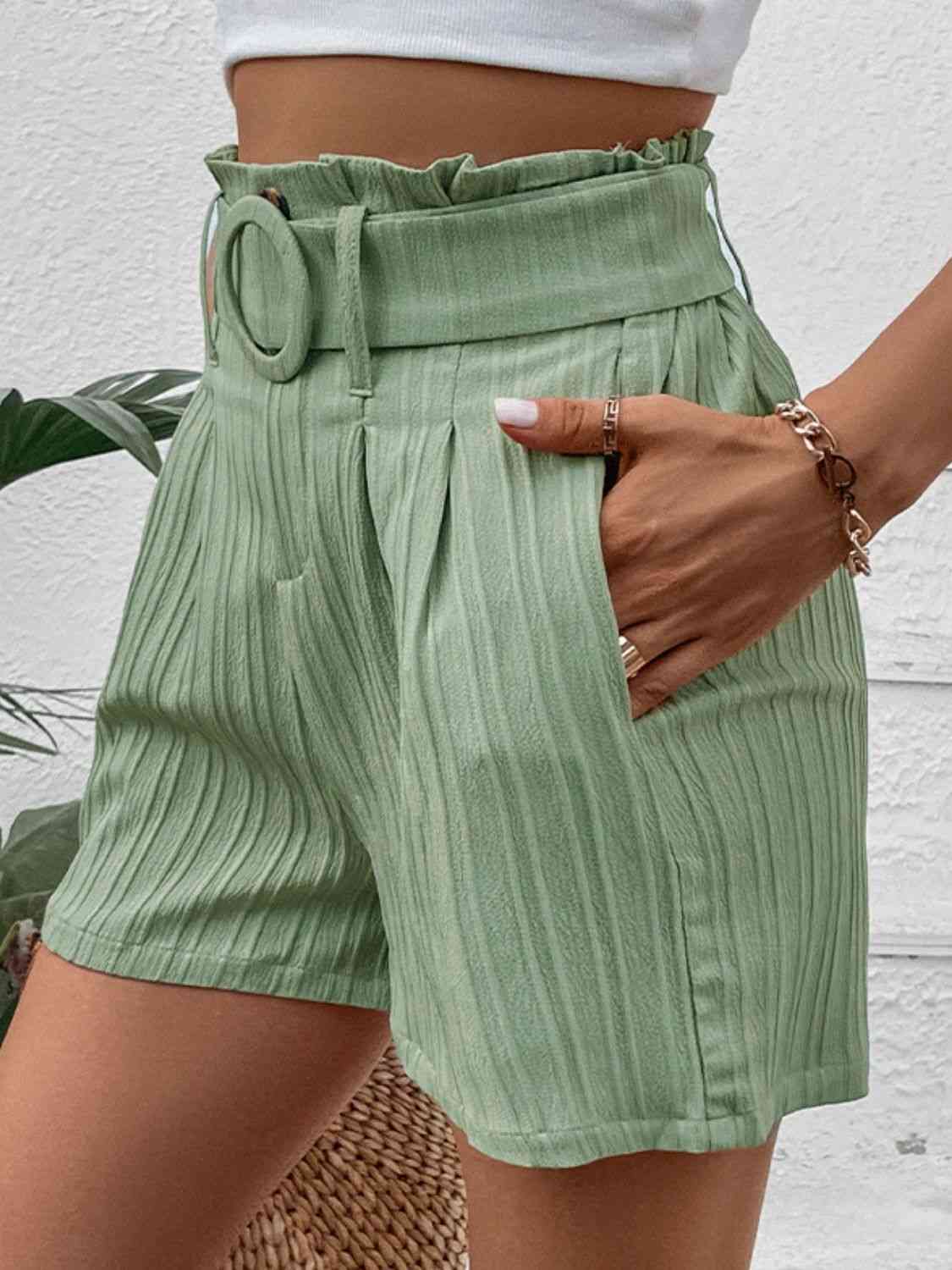 Belted Womens Shorts with Pockets - In Style Chics Boutique LLC